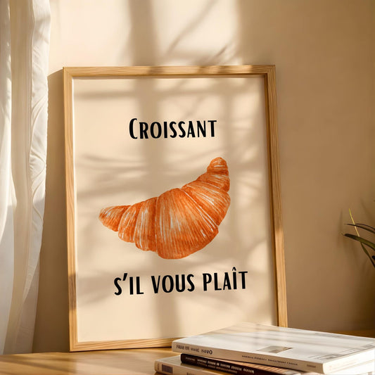 Croissant French Kitchen Wall Art Canvas
