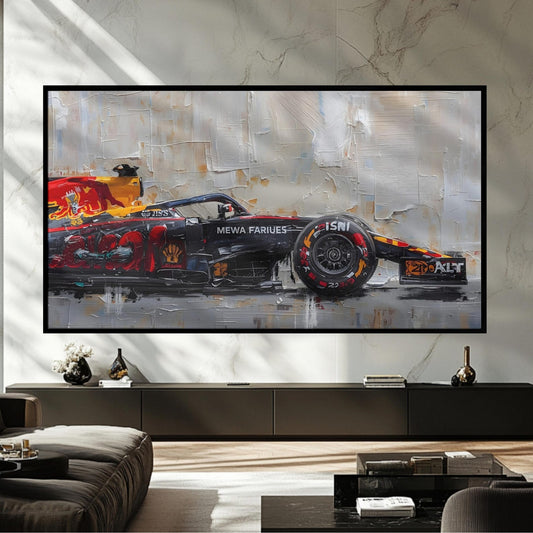 F1 Race Car Oil Paint Style Wall Art Canvas