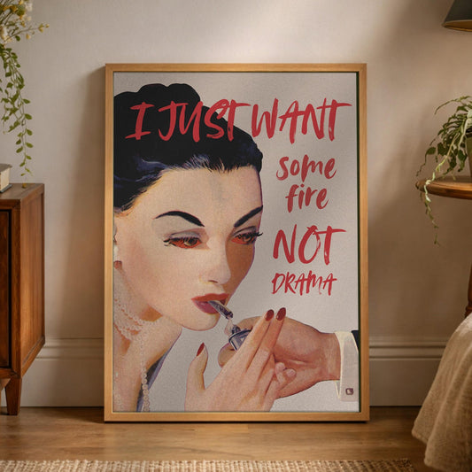 Funny Retro Woman Cigarette Quote Wall Art Canvas