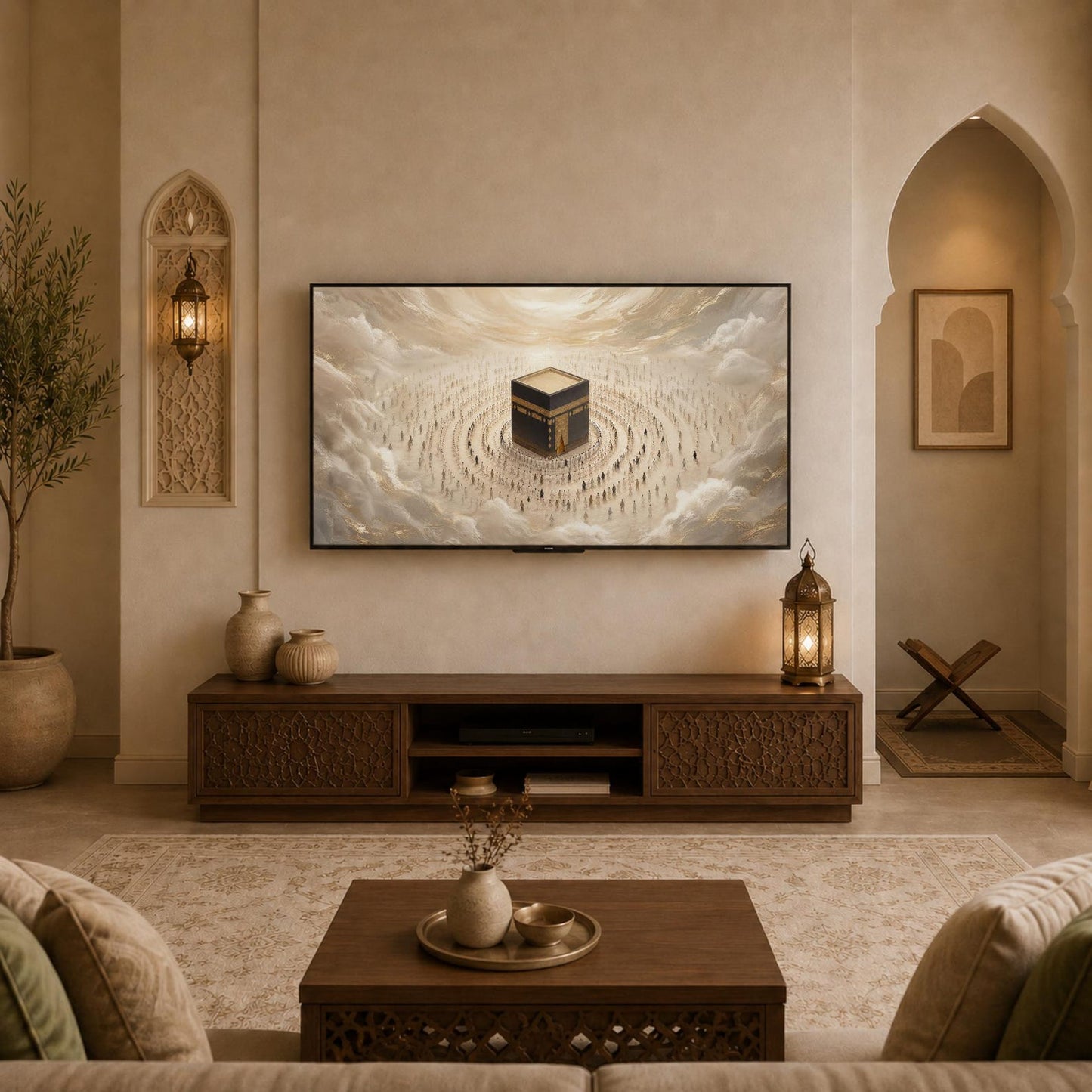 Kaaba Minimalist Hajj TV Wall Art Canvas