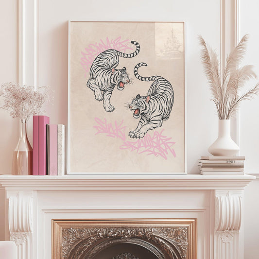 Minimalist Japanese Tiger Wall Art Canvas