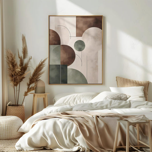 Minimalist Modern Brown Beige Green Neutral Abstract Wall Art Canvas