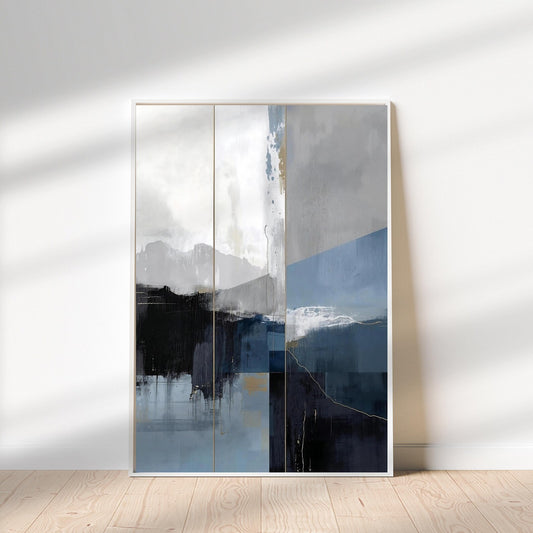 Modern Abstract Blue Grey Wall Art Canvas