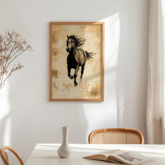Moody Brown Horse Rustic Wabi Sabi Wall Art Canvas
