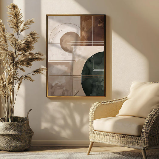 Neutral Beige Brown Abstract Fall Wall Art Canvas