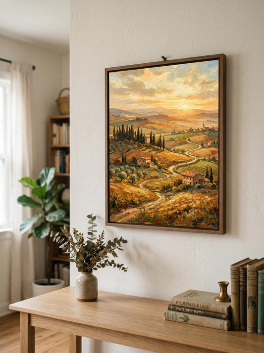 Tuscan Italian Countryside Oil Paint Style Wall Art Canvas