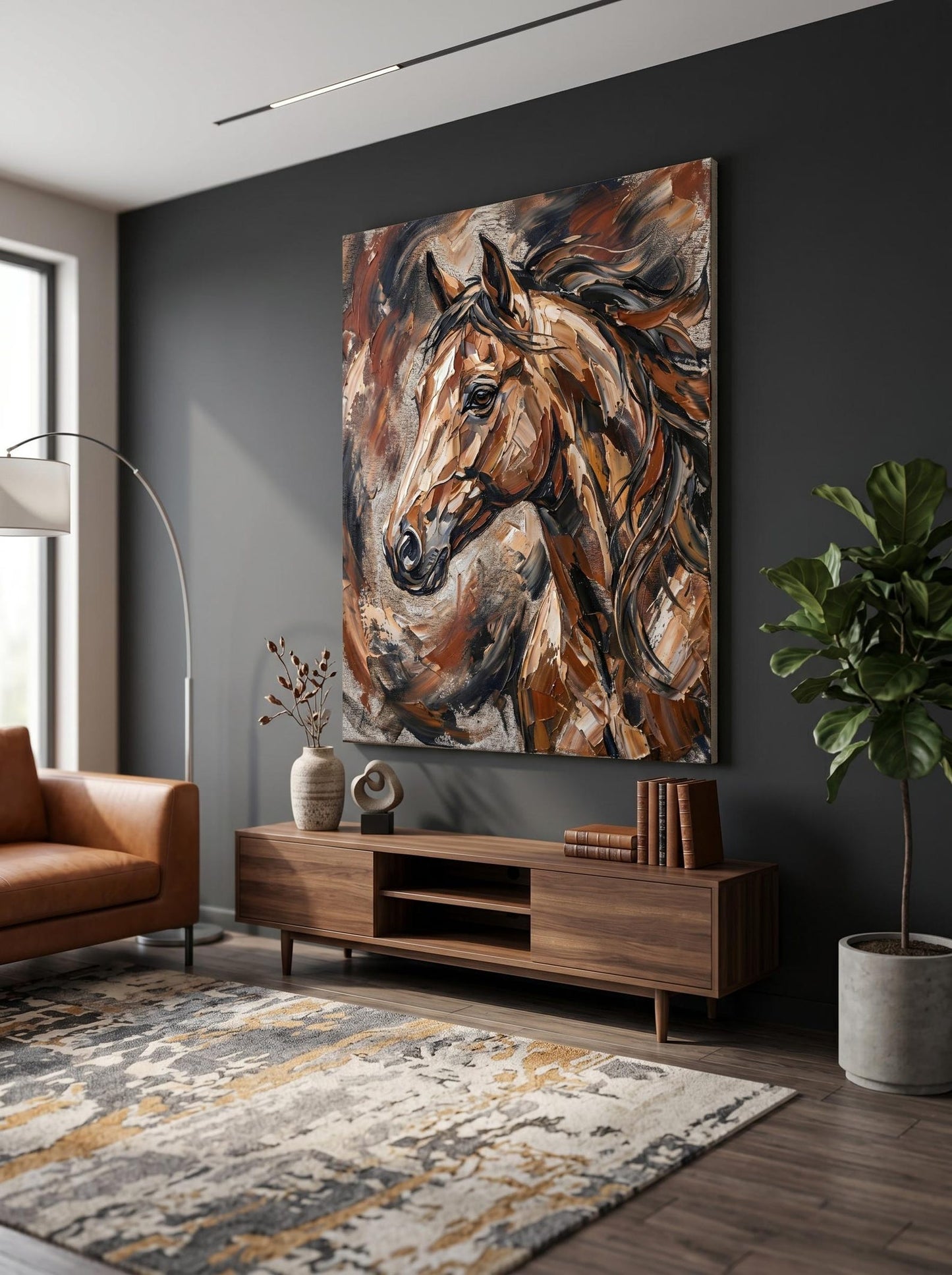 Abstract Horse Oil Paint Style Wall Art Canvas