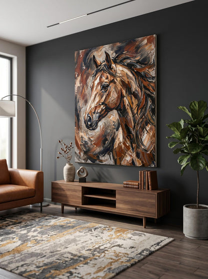 Abstract Horse Oil Paint Style Wall Art Canvas