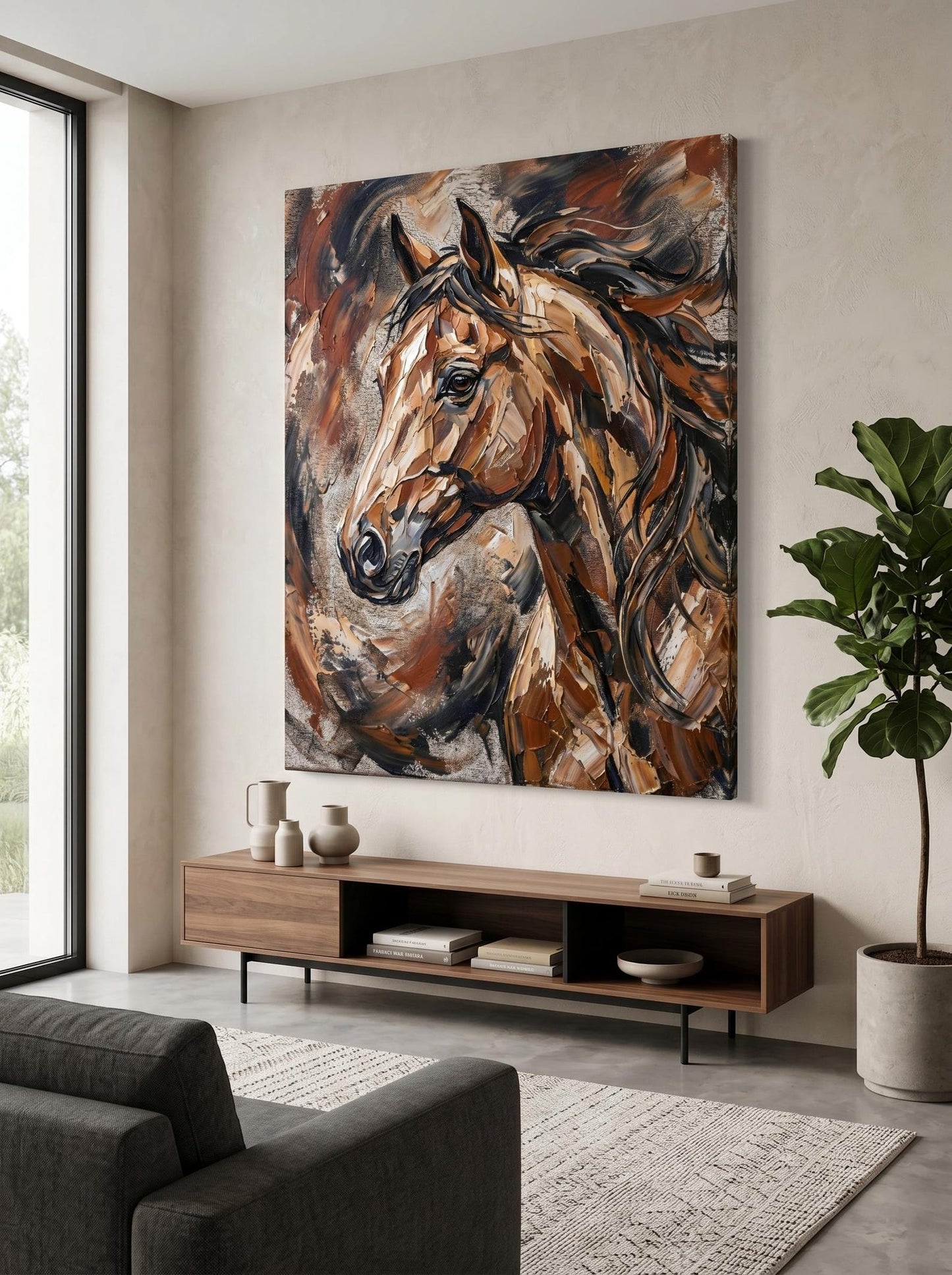 Abstract Horse Oil Paint Style Wall Art Canvas