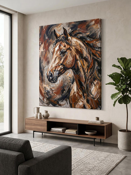 Abstract Horse Oil Paint Style Wall Art Canvas
