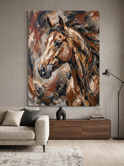 Abstract Horse Oil Paint Style Wall Art Canvas