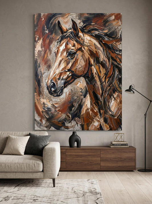 Abstract Horse Oil Paint Style Wall Art Canvas