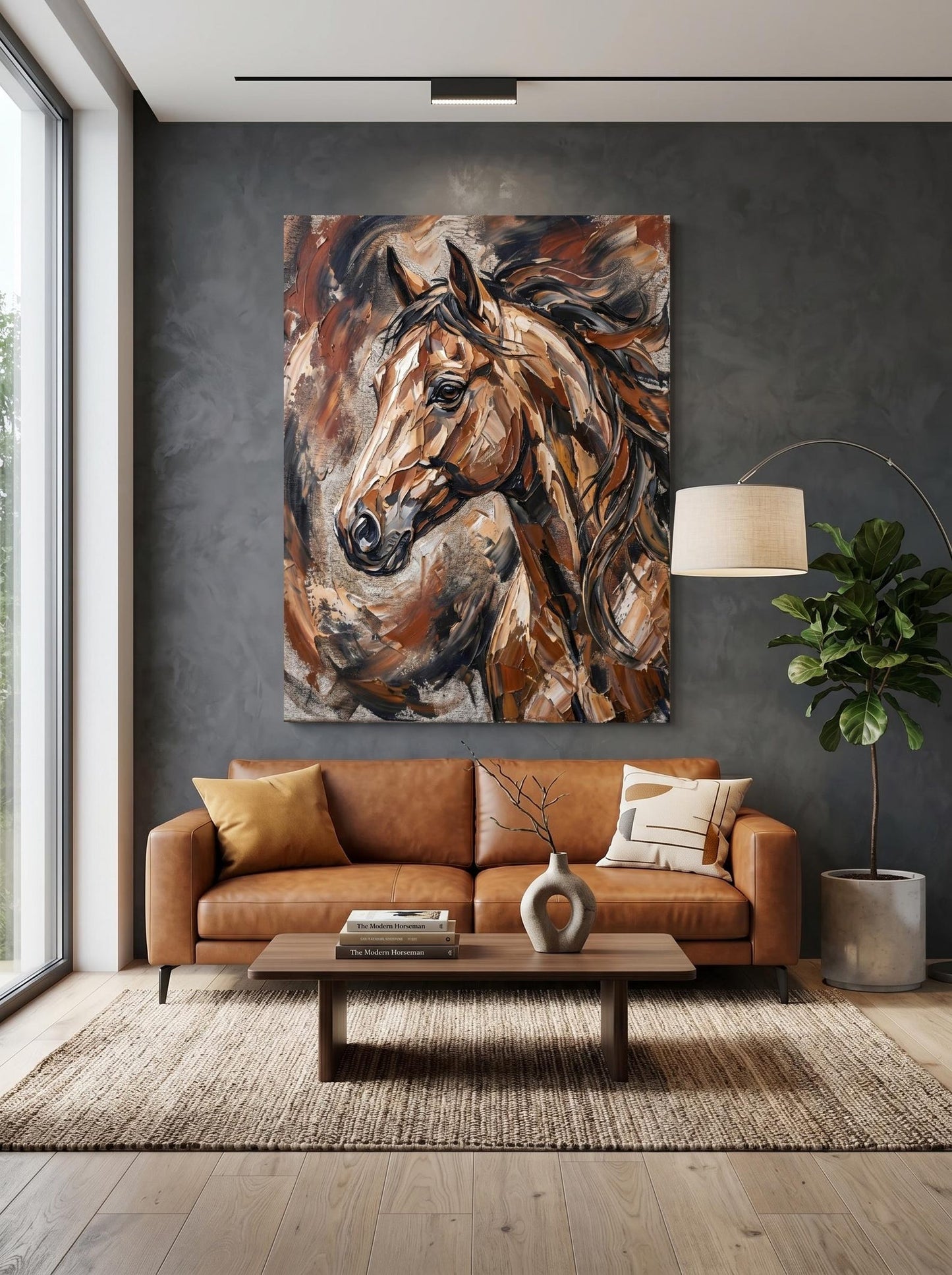 Abstract Horse Oil Paint Style Wall Art Canvas