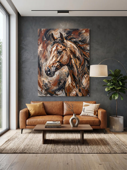 Abstract Horse Oil Paint Style Wall Art Canvas