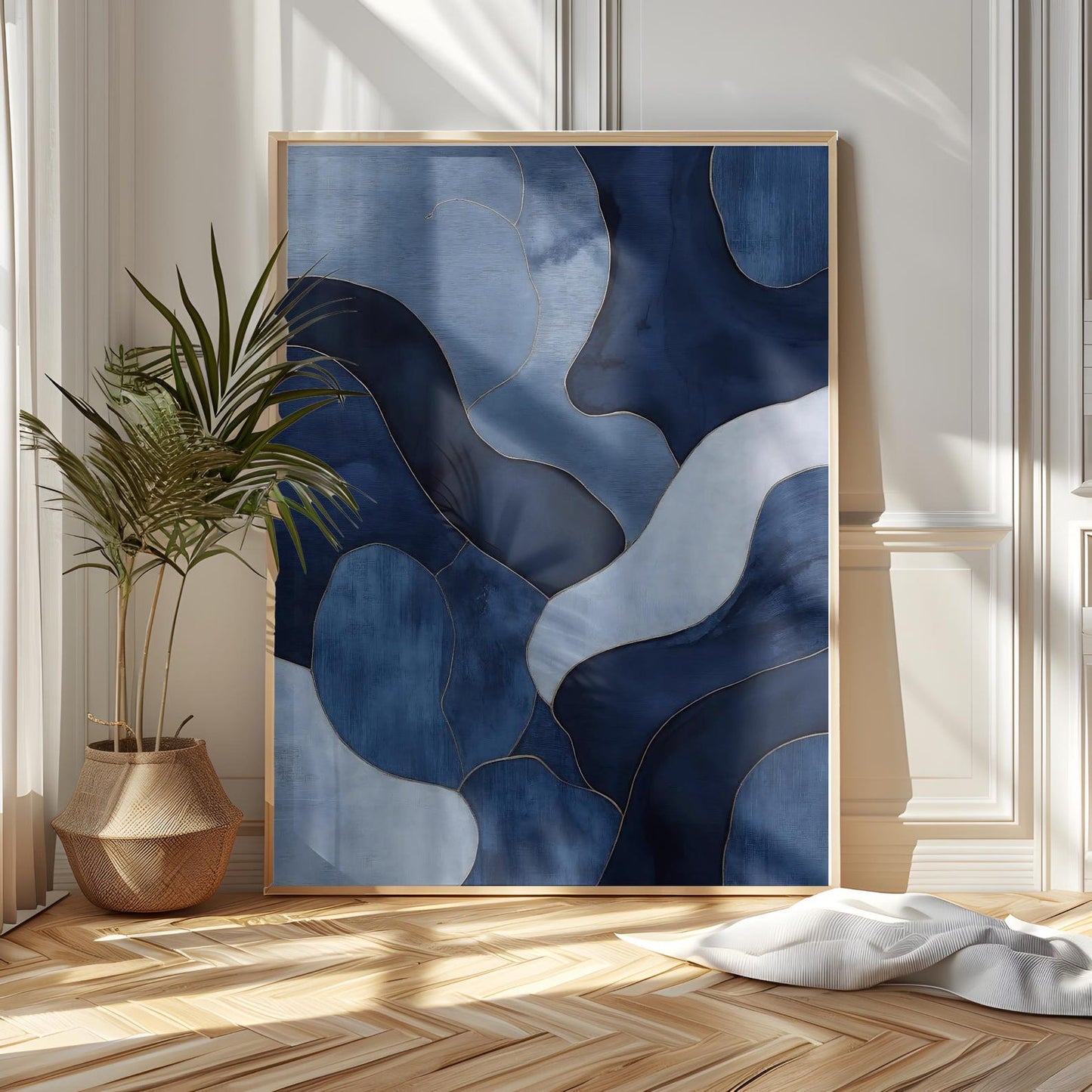 Abstract Modern Navy Blue Tones Wall Art Canvas