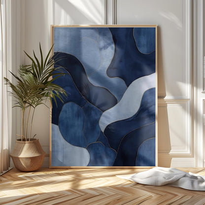 Abstract Modern Navy Blue Tones Wall Art Canvas