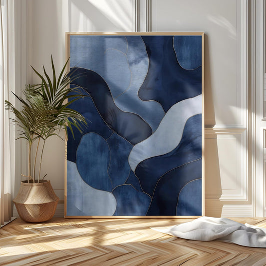 Abstract Modern Navy Blue Tones Wall Art Canvas