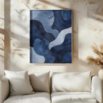Abstract Modern Navy Blue Tones Wall Art Canvas
