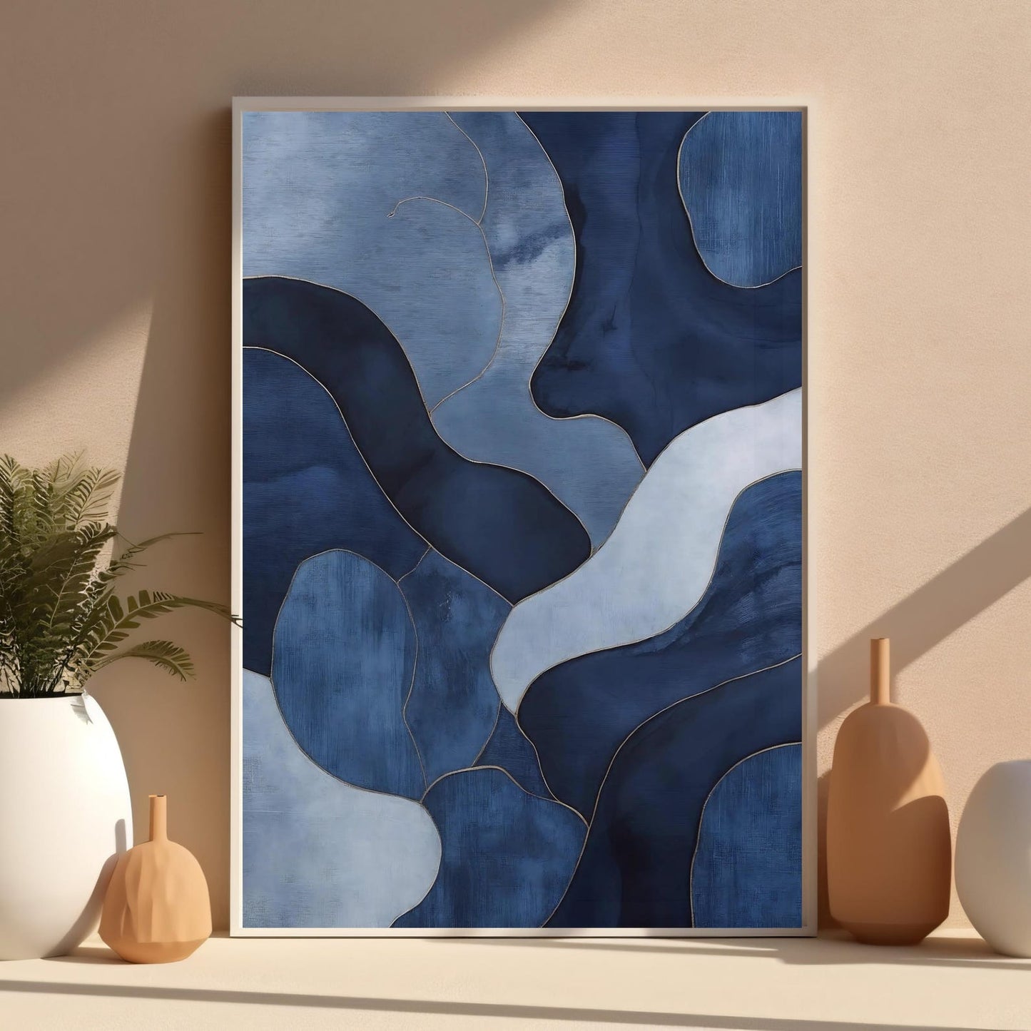 Abstract Modern Navy Blue Tones Wall Art Canvas