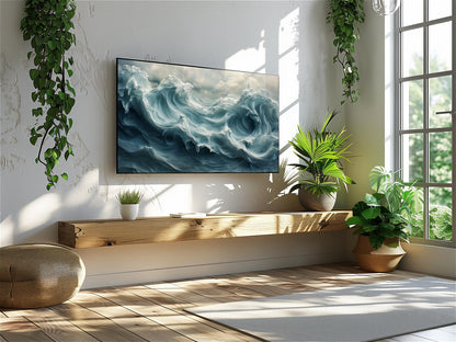 Abstract Ocean Waves Wall Art Canvas