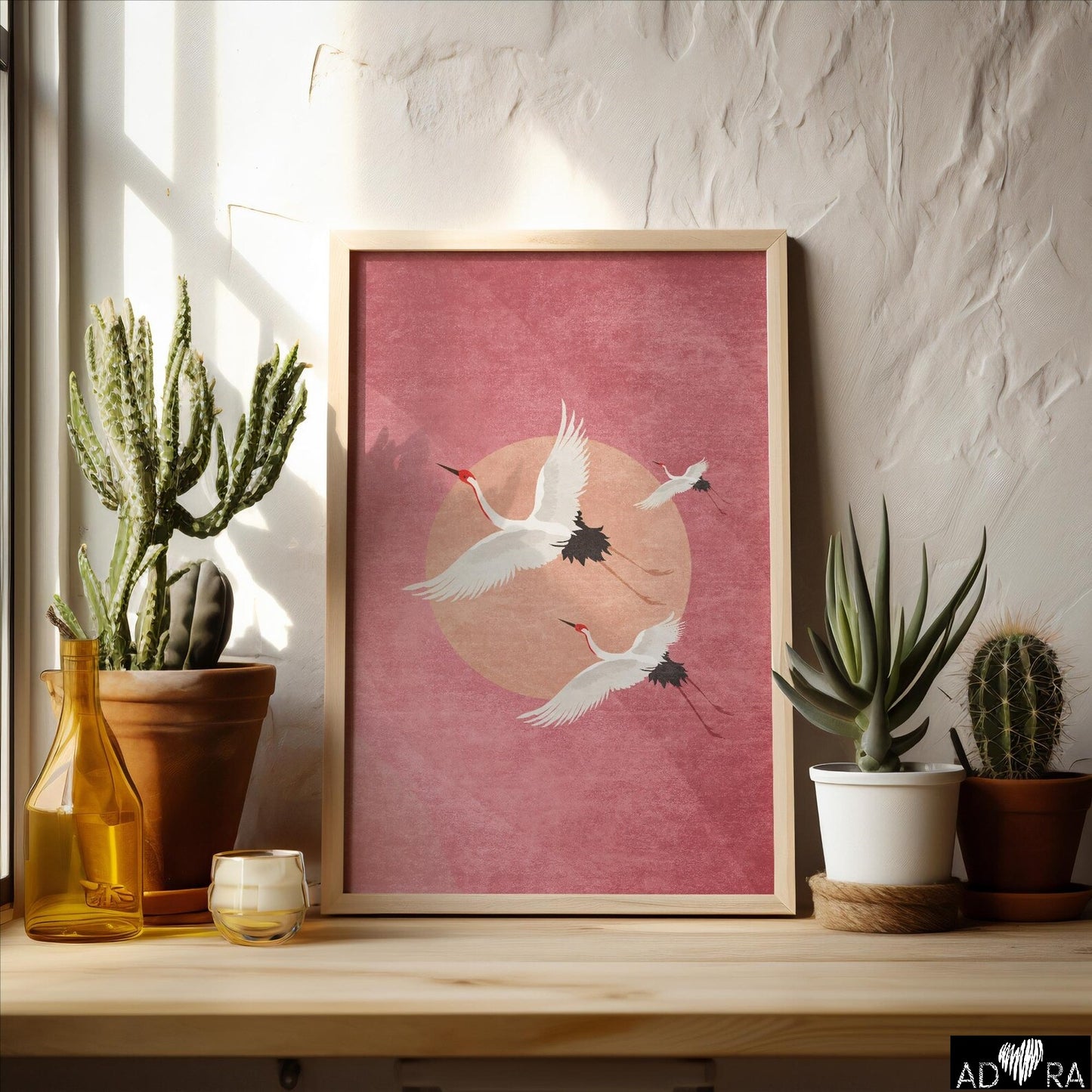 Abstract Pink Bird Wall Art Canvas