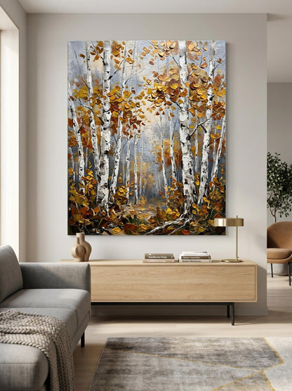 Aspen Birch Tree Autumn Forest Wall Art Canvas