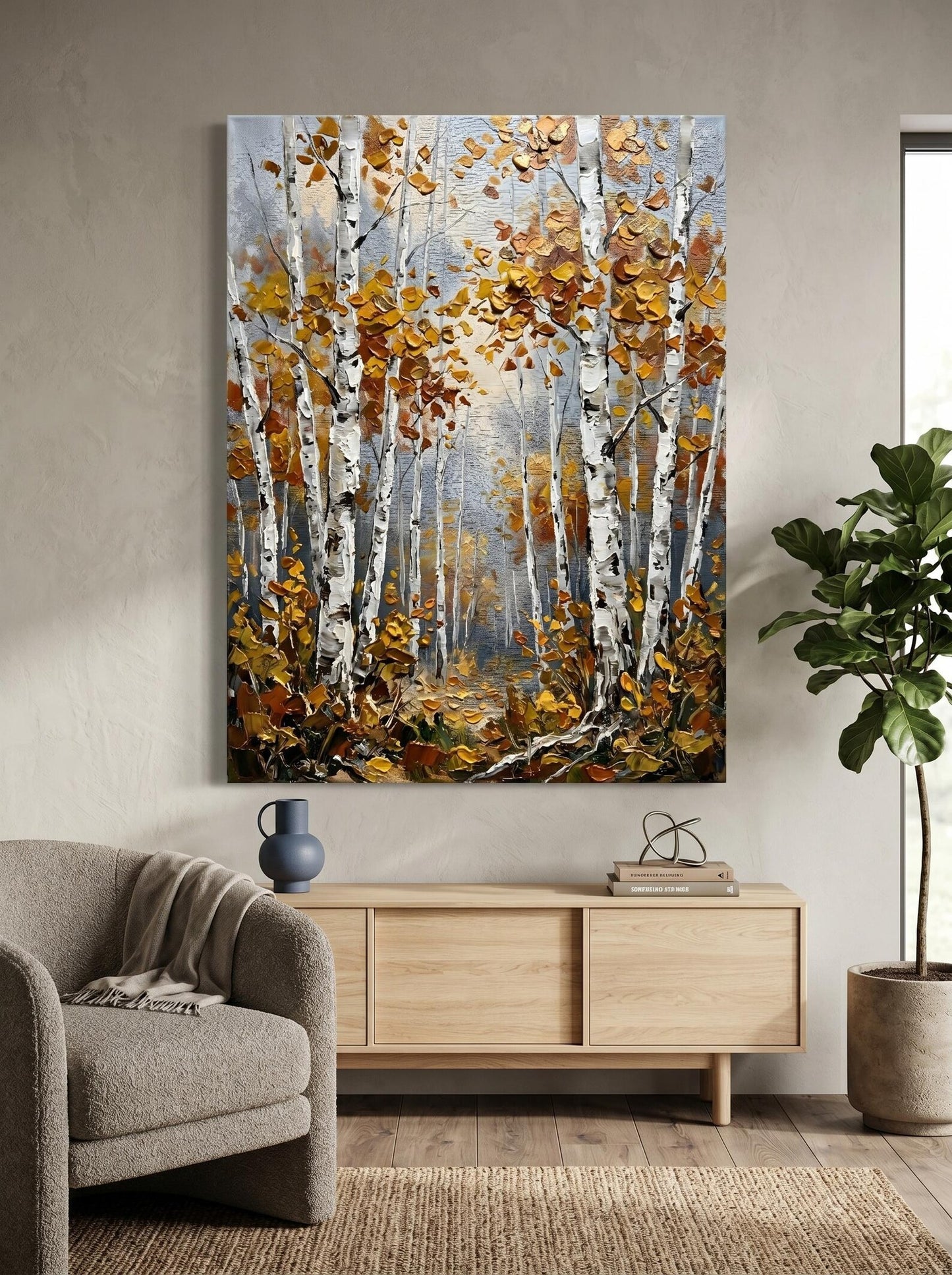 Aspen Birch Tree Autumn Forest Wall Art Canvas