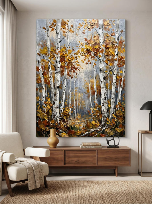 Aspen Birch Tree Autumn Forest Wall Art Canvas