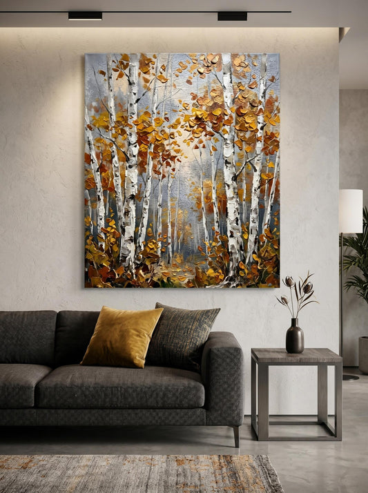 Aspen Birch Tree Autumn Forest Wall Art Canvas