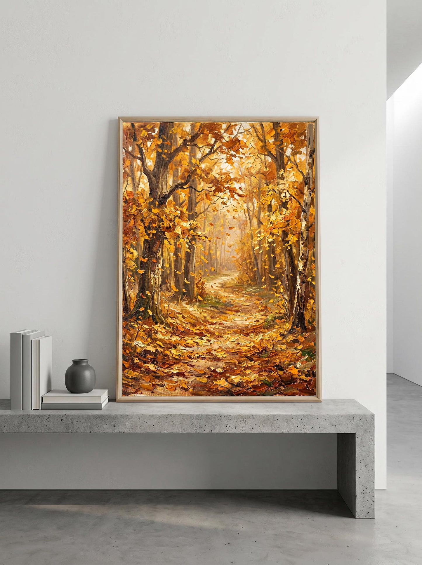 Autumn Forest Textured Oil Paint Style Wall Art Canvas