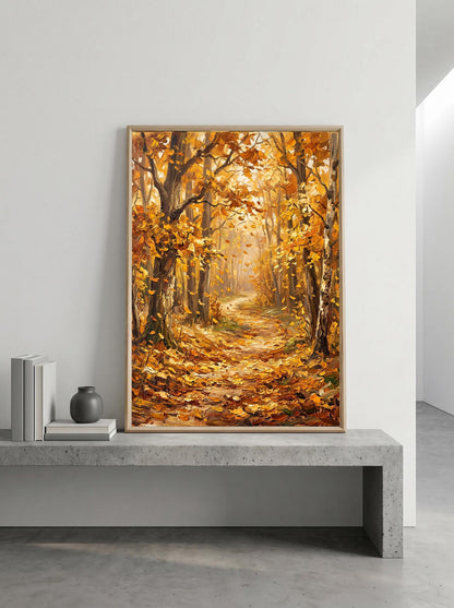 Autumn Forest Textured Oil Paint Style Wall Art Canvas
