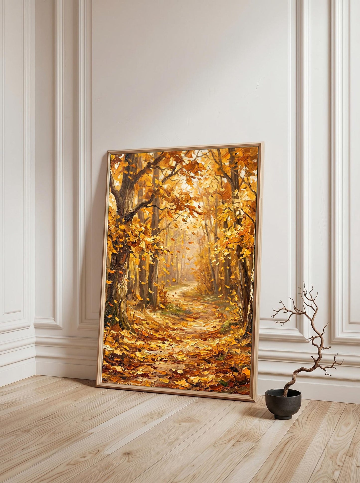 Autumn Forest Textured Oil Paint Style Wall Art Canvas