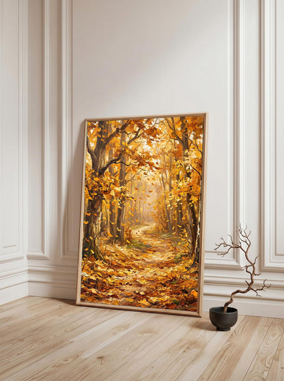 Autumn Forest Textured Oil Paint Style Wall Art Canvas
