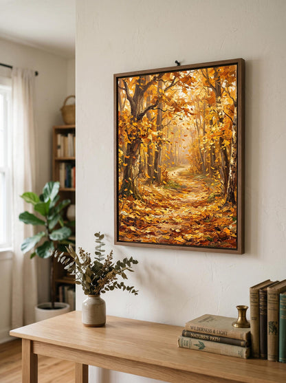 Autumn Forest Textured Oil Paint Style Wall Art Canvas