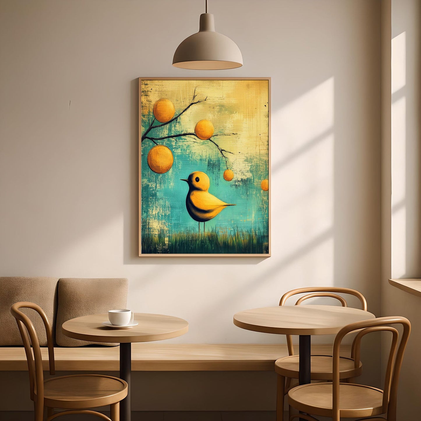 Bird Sit in the Grass Abstract Wall Art Canvas