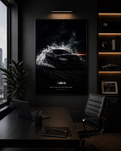 Black Grey BMW M4 Wall Art Canvas