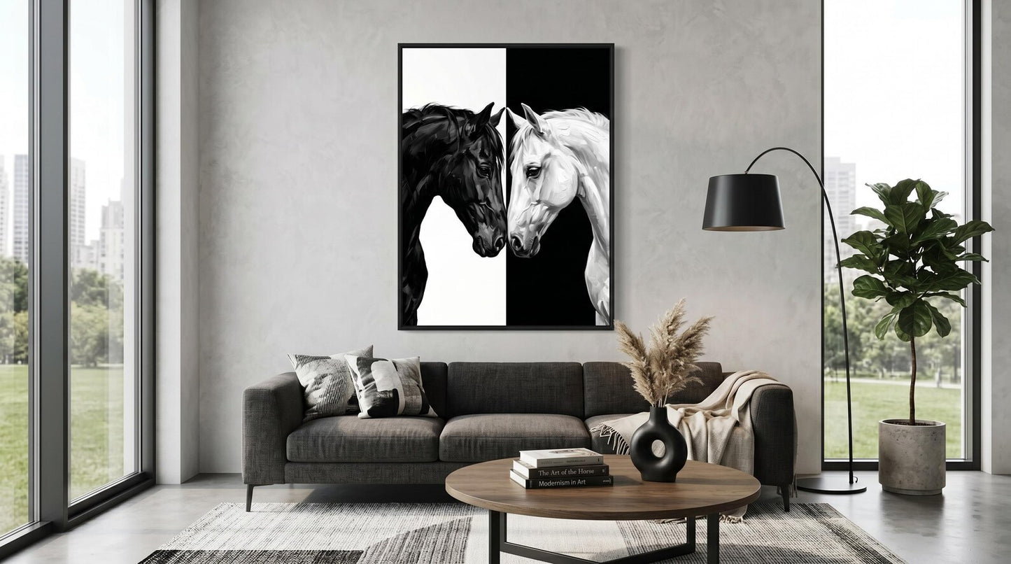 Black White Yin Yang Wall Art Canvas