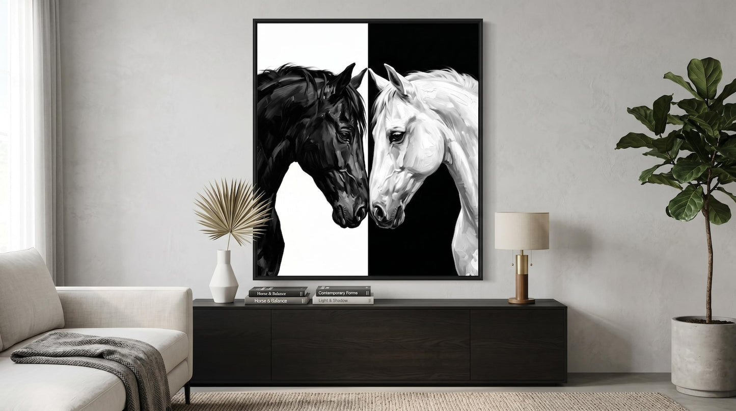 Black White Yin Yang Wall Art Canvas