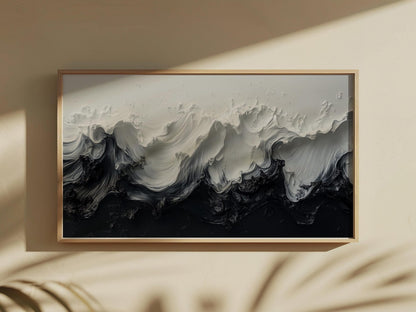 Black and White Ocean Abtract Waves Wall Art Canvas