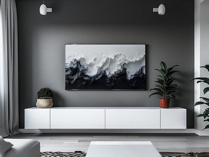 Black and White Ocean Abtract Waves Wall Art Canvas
