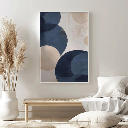 Blue Beige Boho Abstract Wall Art Canvas