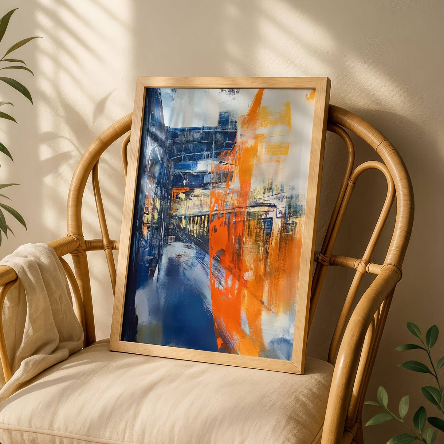 Blue Orange Abstract Wall Art Canvas