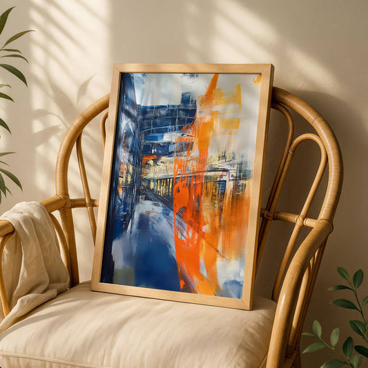 Blue Orange Abstract Wall Art Canvas