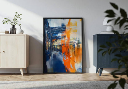 Blue Orange Abstract Wall Art Canvas