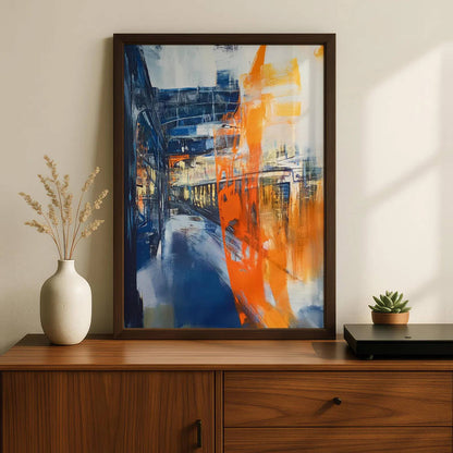 Blue Orange Abstract Wall Art Canvas