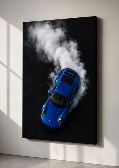 Blue Sports Car Porsche 911  Wall Art Canvas