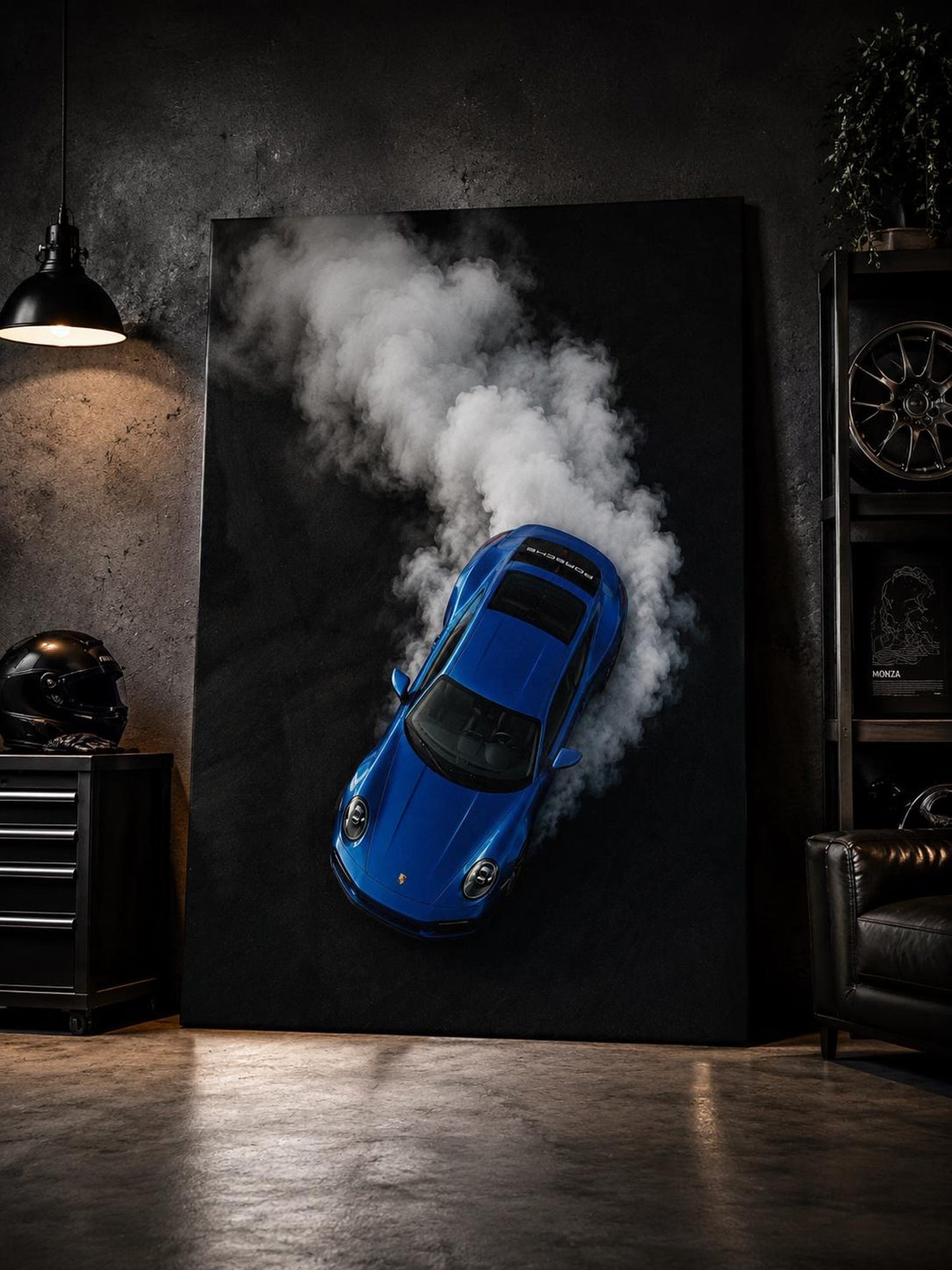 Blue Sports Car Porsche 911  Wall Art Canvas