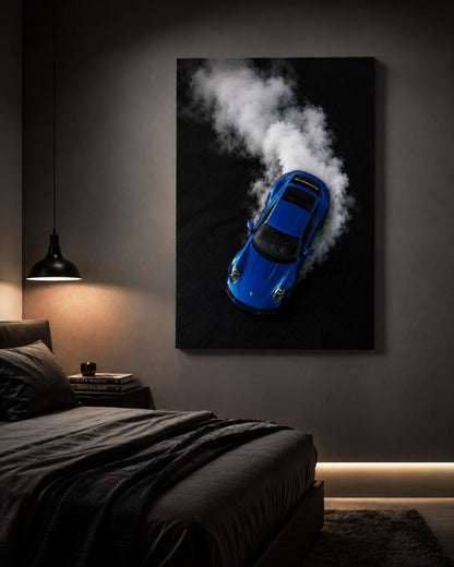 Blue Sports Car Porsche 911  Wall Art Canvas