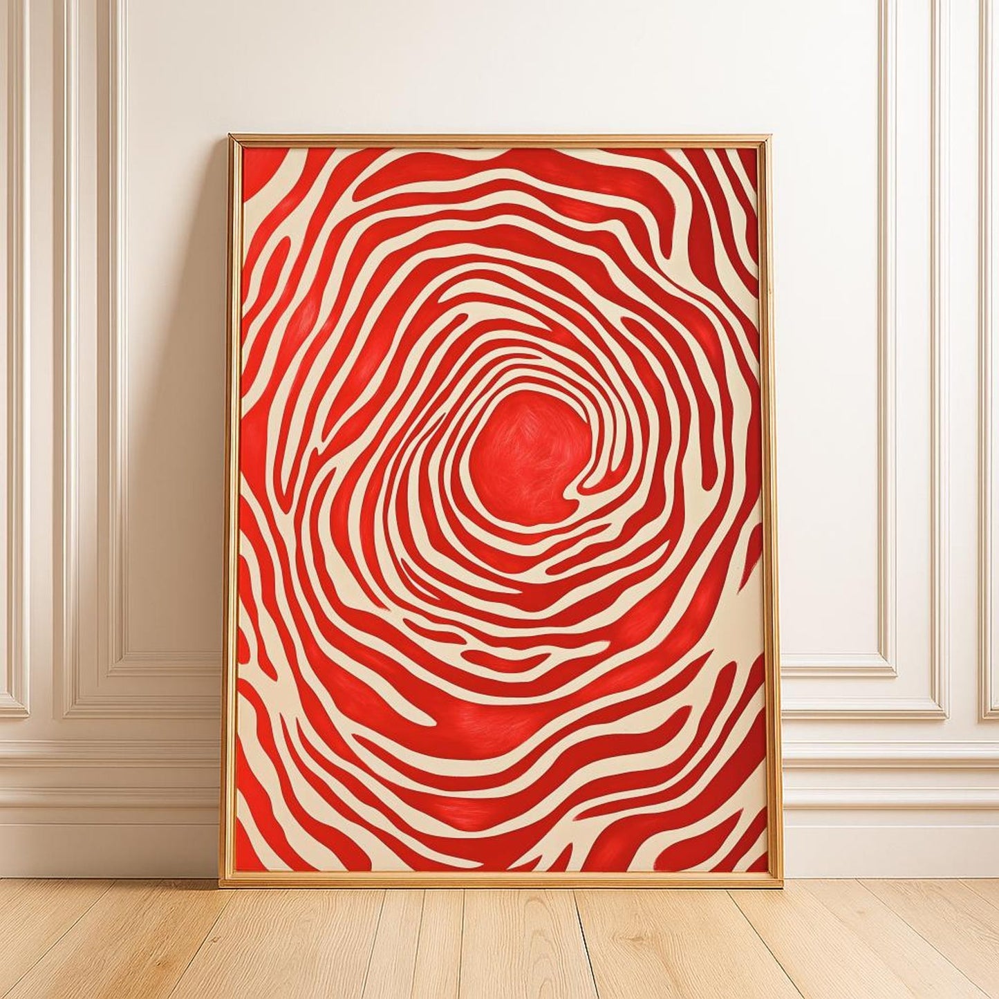Bold Mid-Century Red Abstract Wall Art Canvas