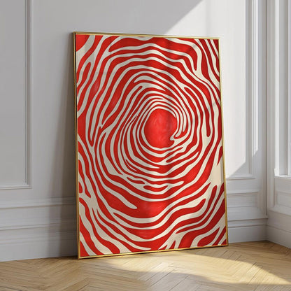 Bold Mid-Century Red Abstract Wall Art Canvas